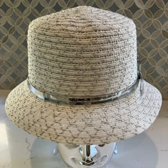 Disney Parks Mickey Mouse Straw Bucket Hat Silver/White Adult 57cm Mickey Icon - Picture 3 of 12